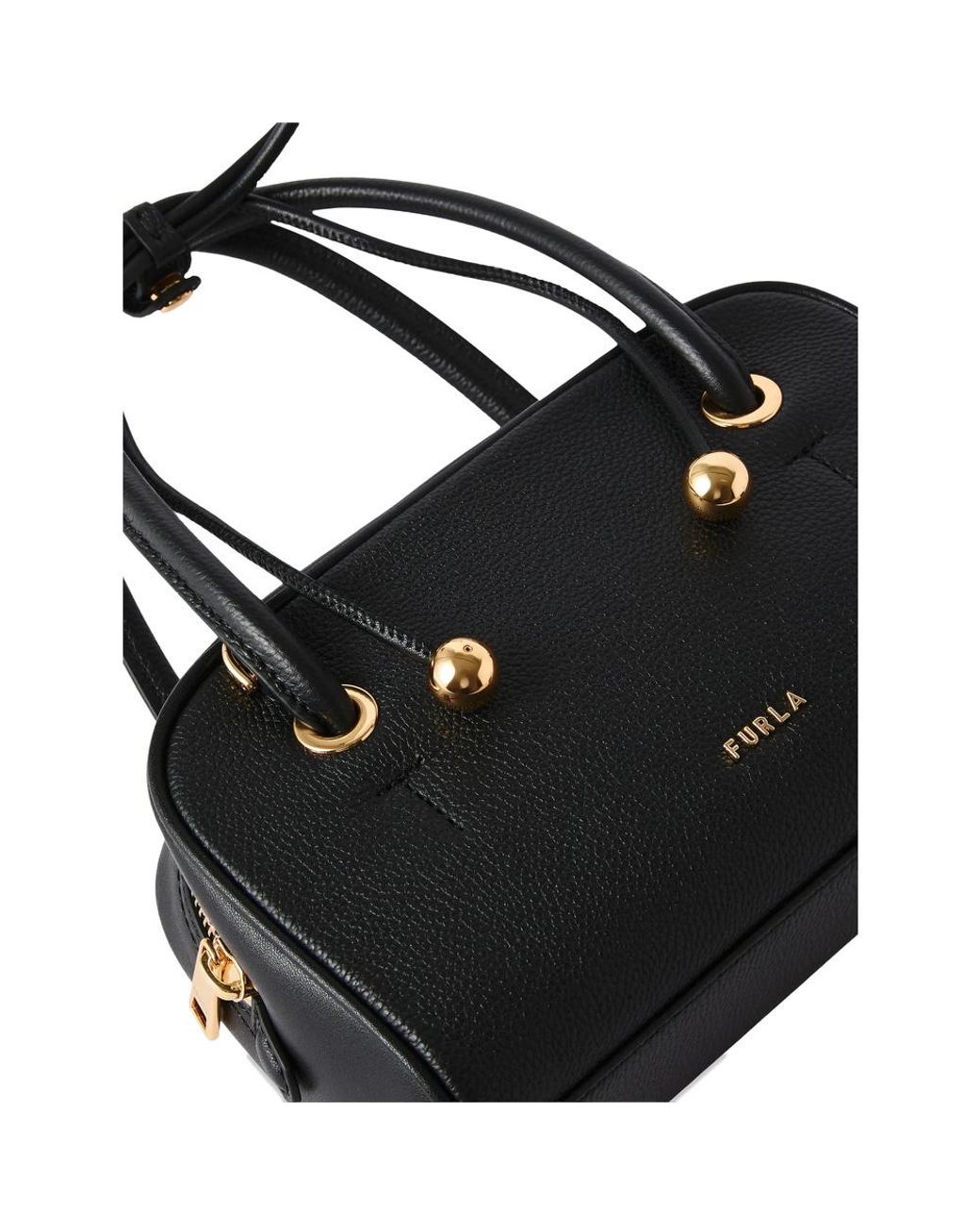 Furla Black Poppy Logo Lettering Mini Shoulder Bag