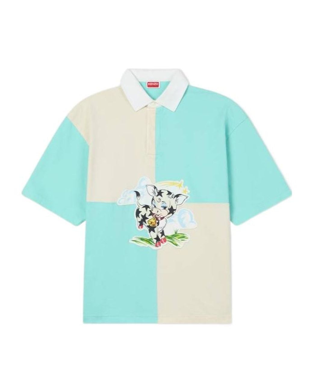 KENZO Blue Cartoon Relax Polo Shirt for men