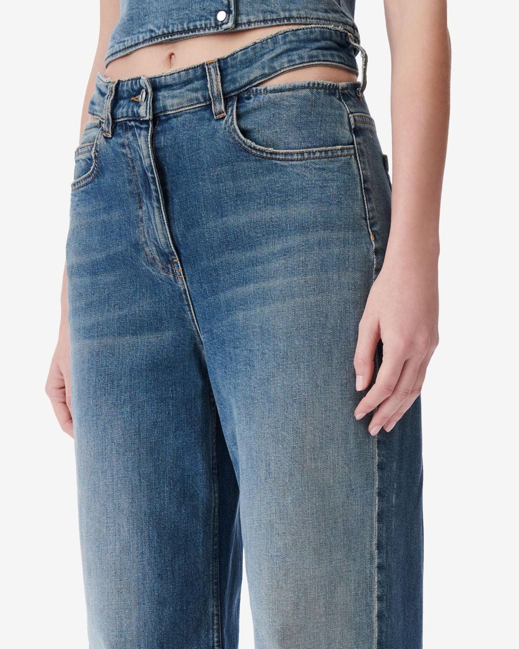 IRO Blue Lamberta Large Silhouette Hollowed-Out Jeans