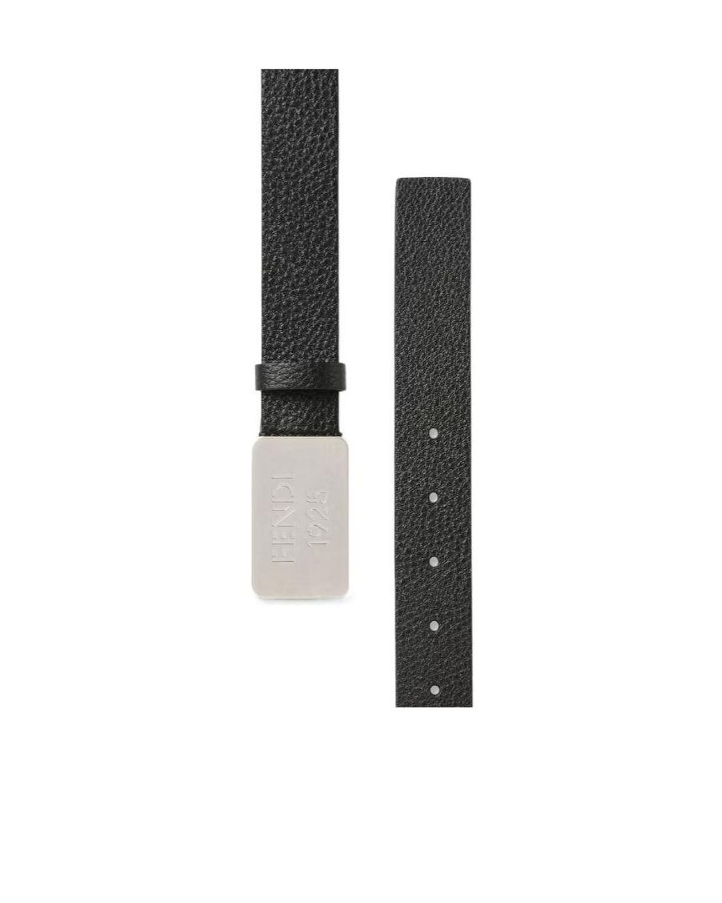 Fendi White 1925 Logo Plaque Leather Belt for men