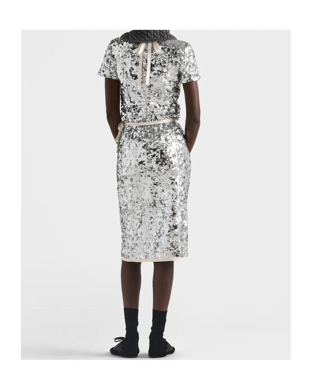 Prada Gray Embroidered Sequin Skirt