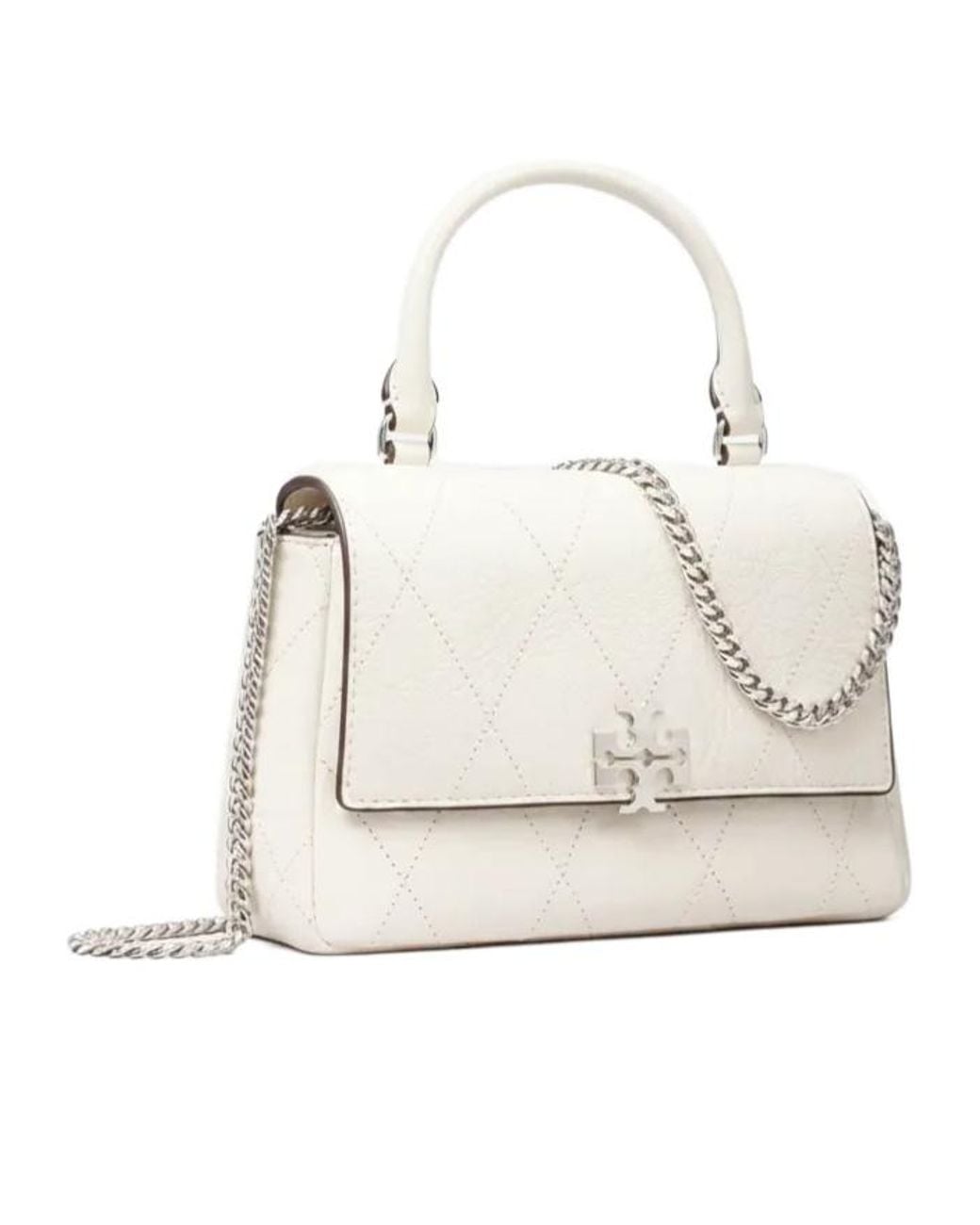 Tory Burch White Charlie Quilted Mini Shoulder Bag