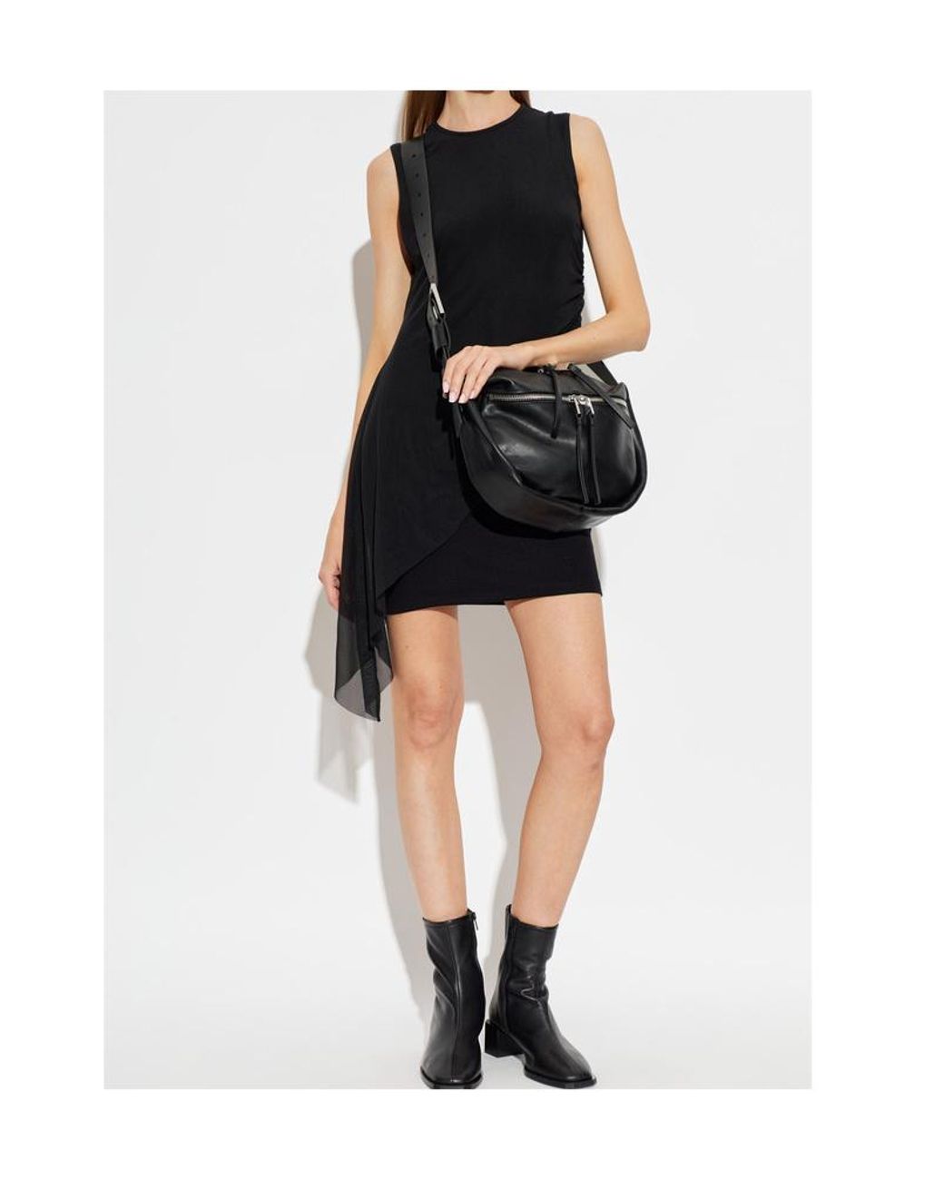 AllSaints Black Ruched Mini Dress