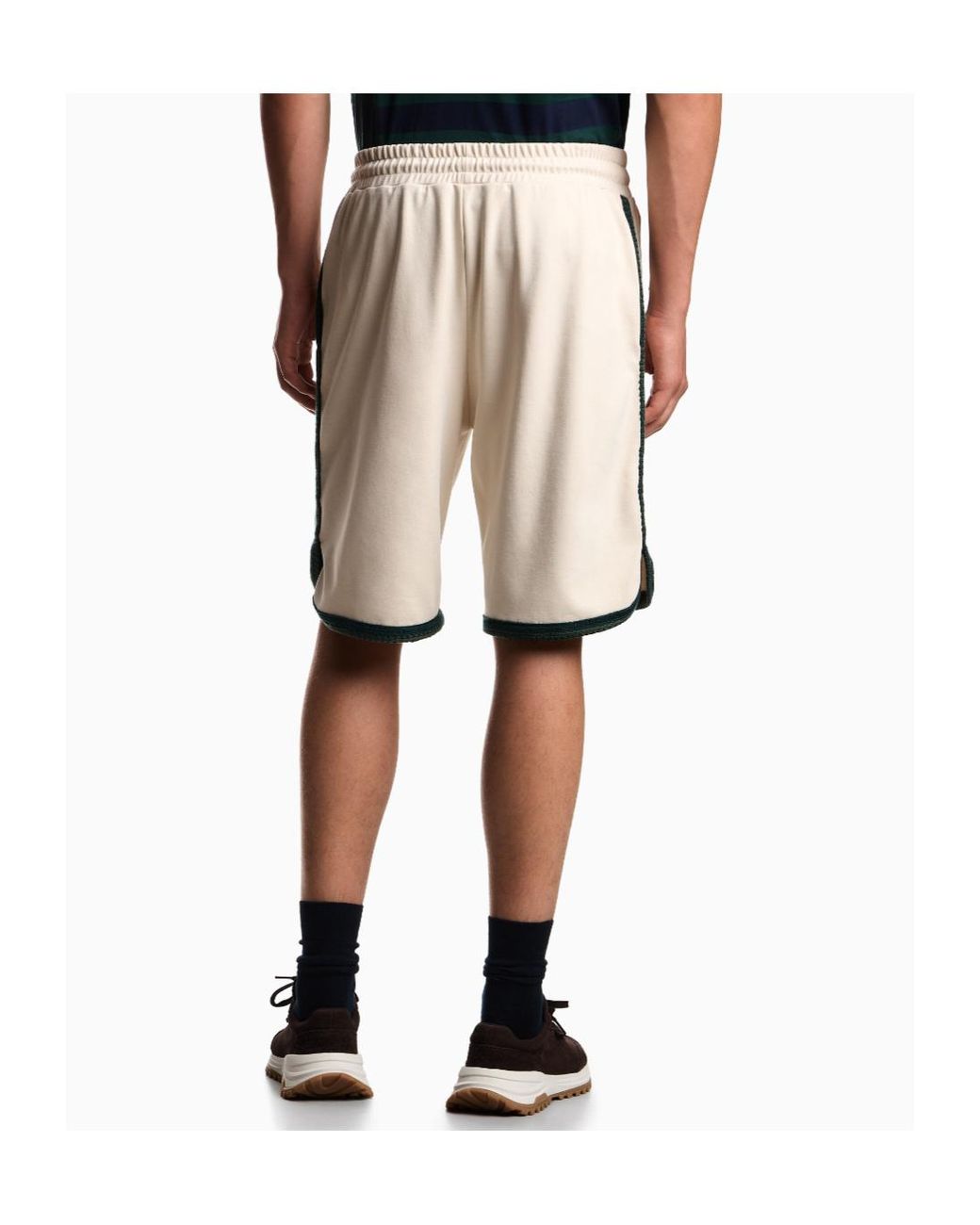 Emporio Armani Natural Embroidered Trim Shorts for men