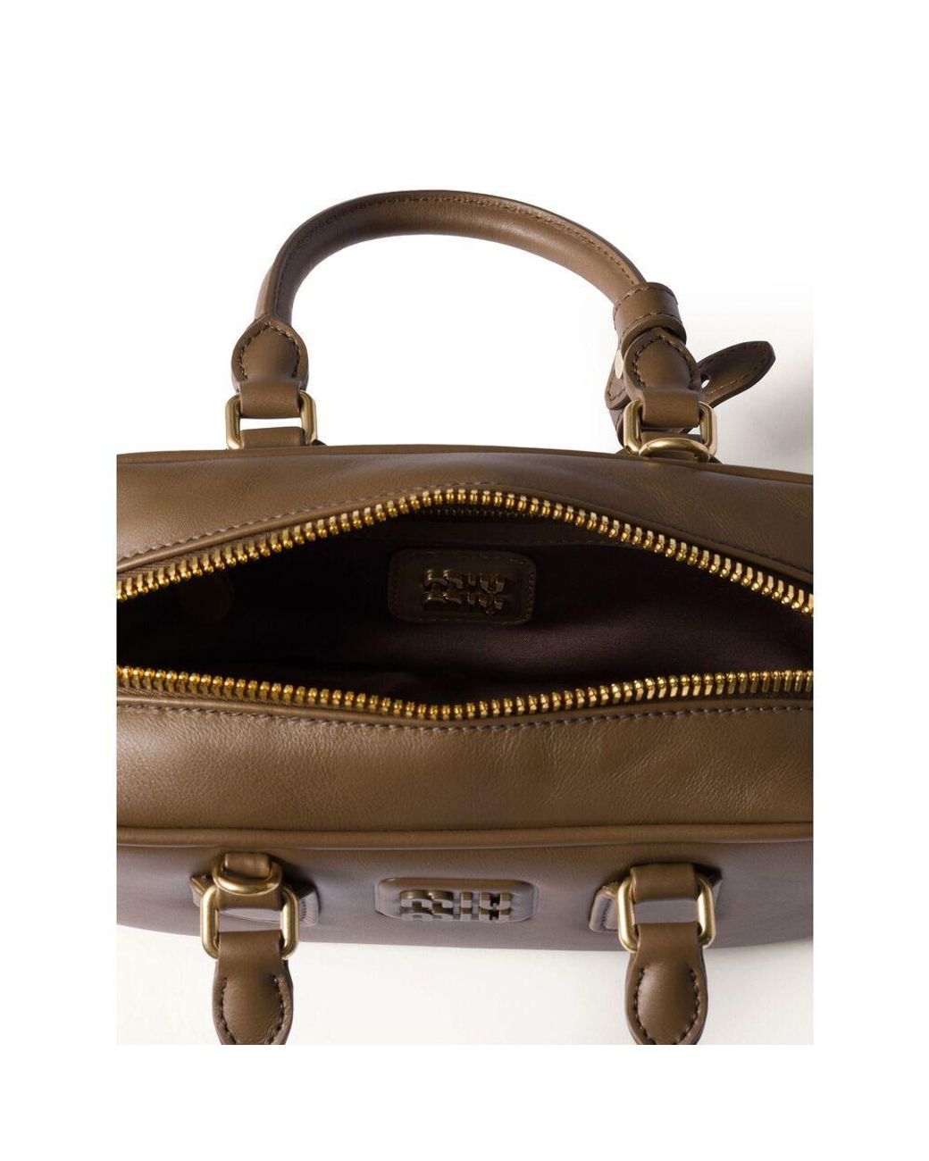 Miu Miu Brown Logo-Embossed Small Tote Bag
