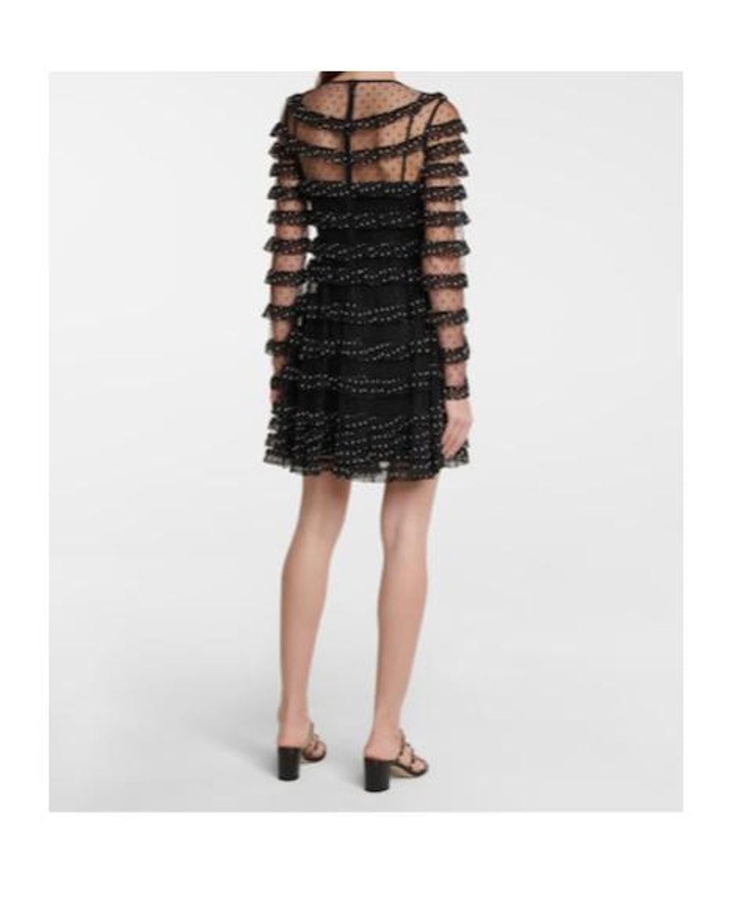 RED Valentino Black Point D'Esprit Tulle And Georgette Minidress