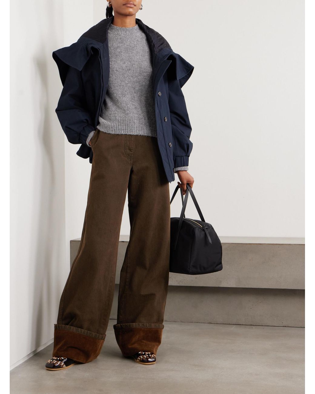 Dries Van Noten Brown Wide-Leg Denim Trousers