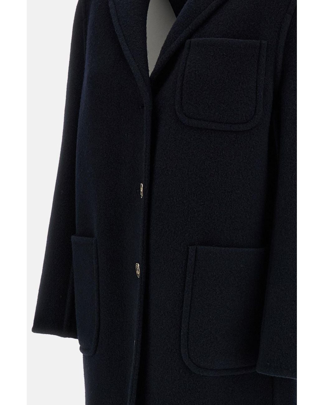 Thom Browne Black Bell Sleeve Boiled Wool Overcoat