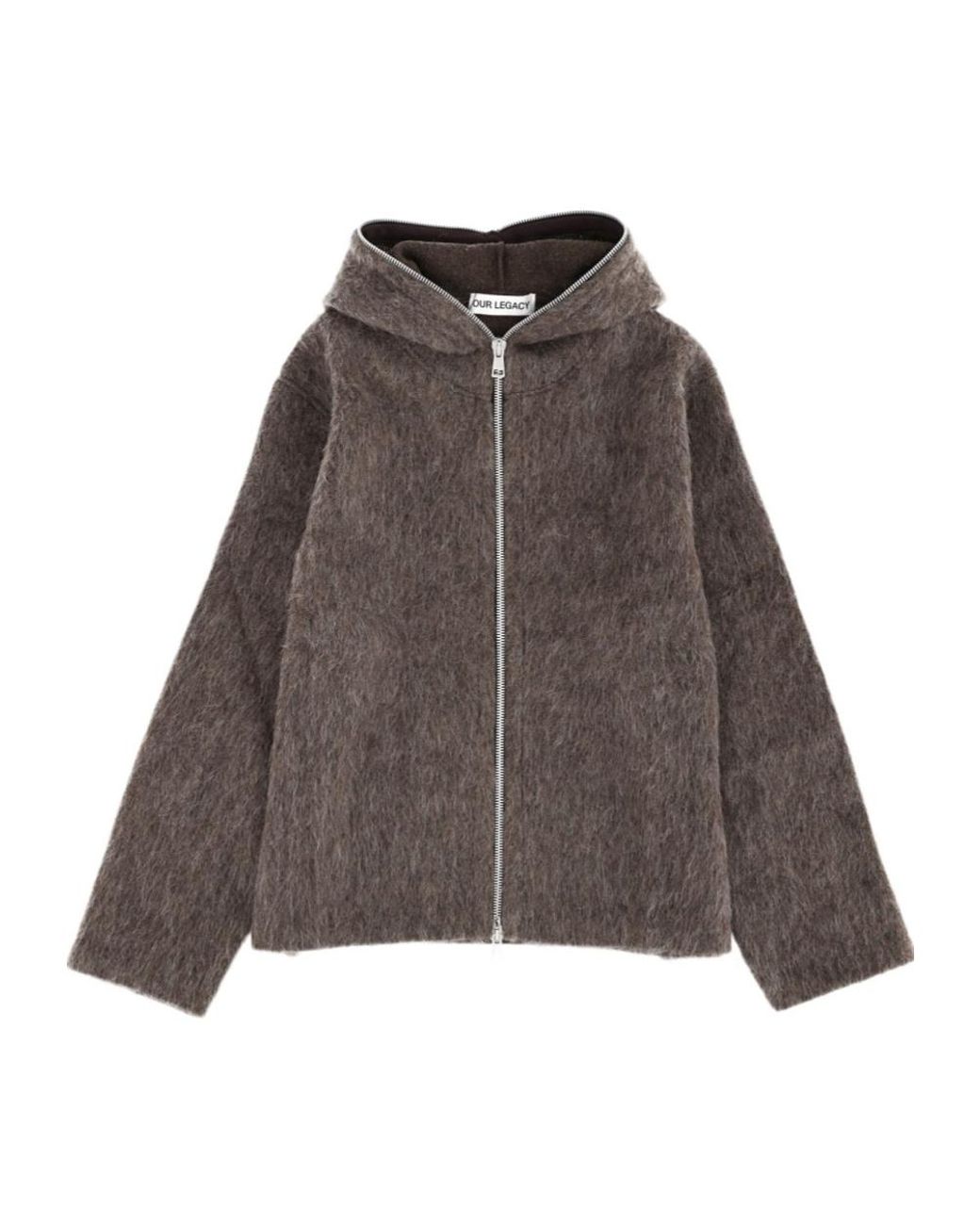 Our Legacy Brown Fuzzy Full-Zip Hooded Sweater for men