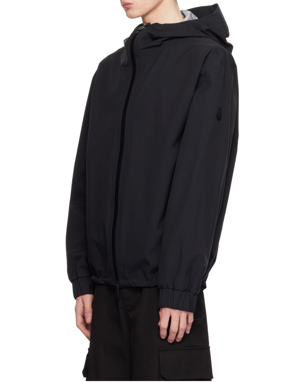 Moncler Black Zip-Up Hooded Jacket for men