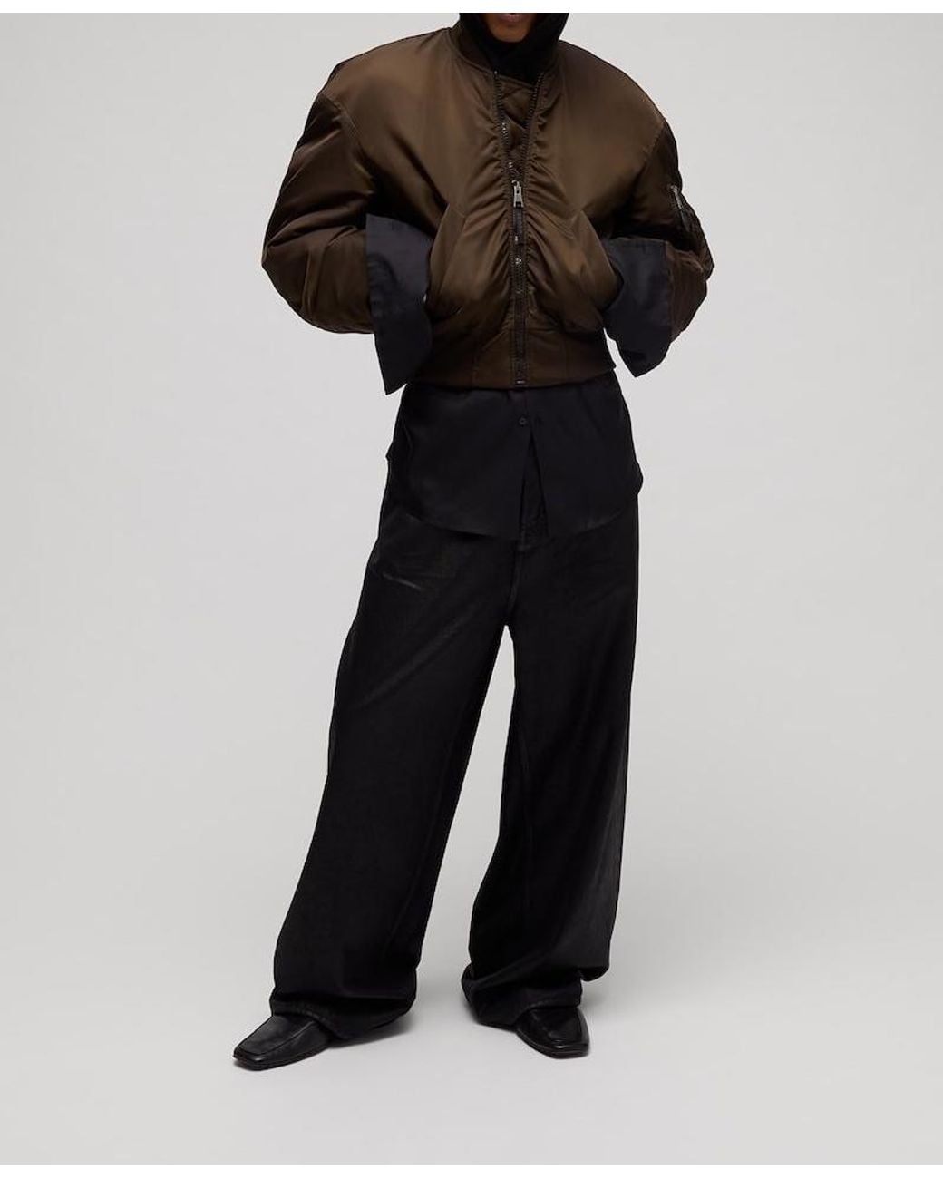 Gucci Brown Voluminous-Shoulder Stand-Collar Jacket for men