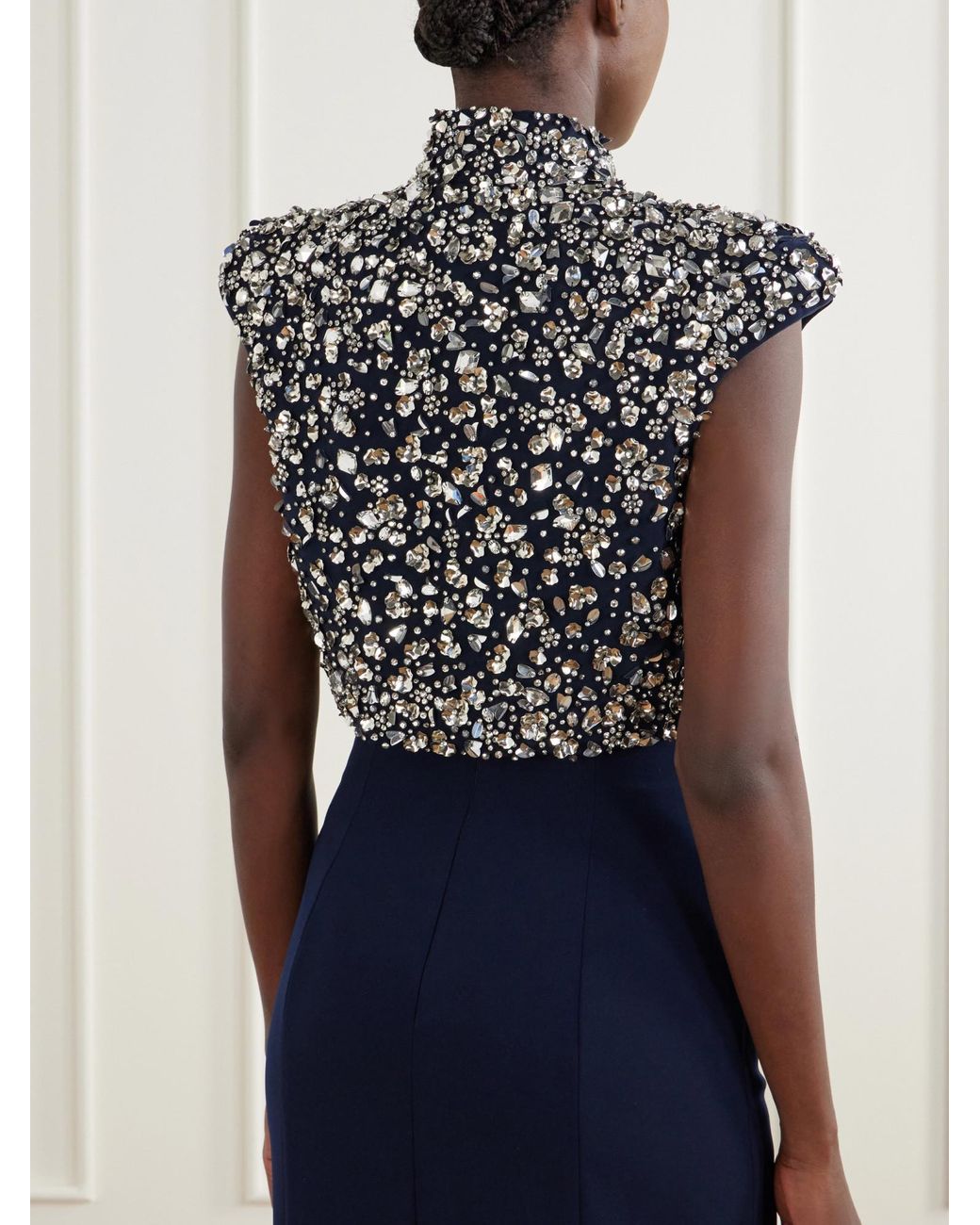 Jenny Packham Blue Crystal Embellished Blazer