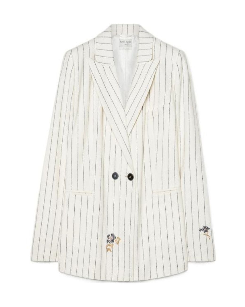 Forte_forte White Pinstriped Embroidered Jacket