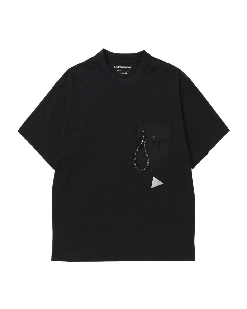 And Wander Black Carabiner Pocket T-Shirt for men