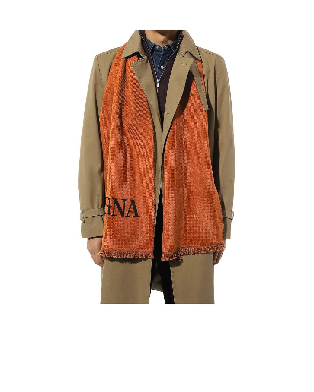 Zegna Orange Logo Scarf for men