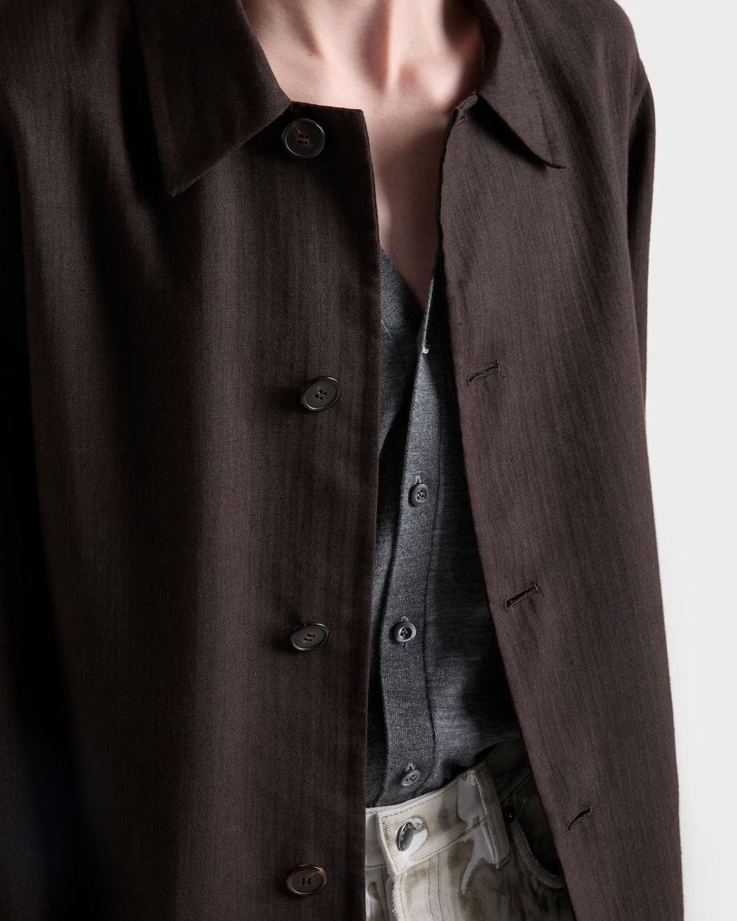 Prada Gray V-Neck Knitted Cardigan for men