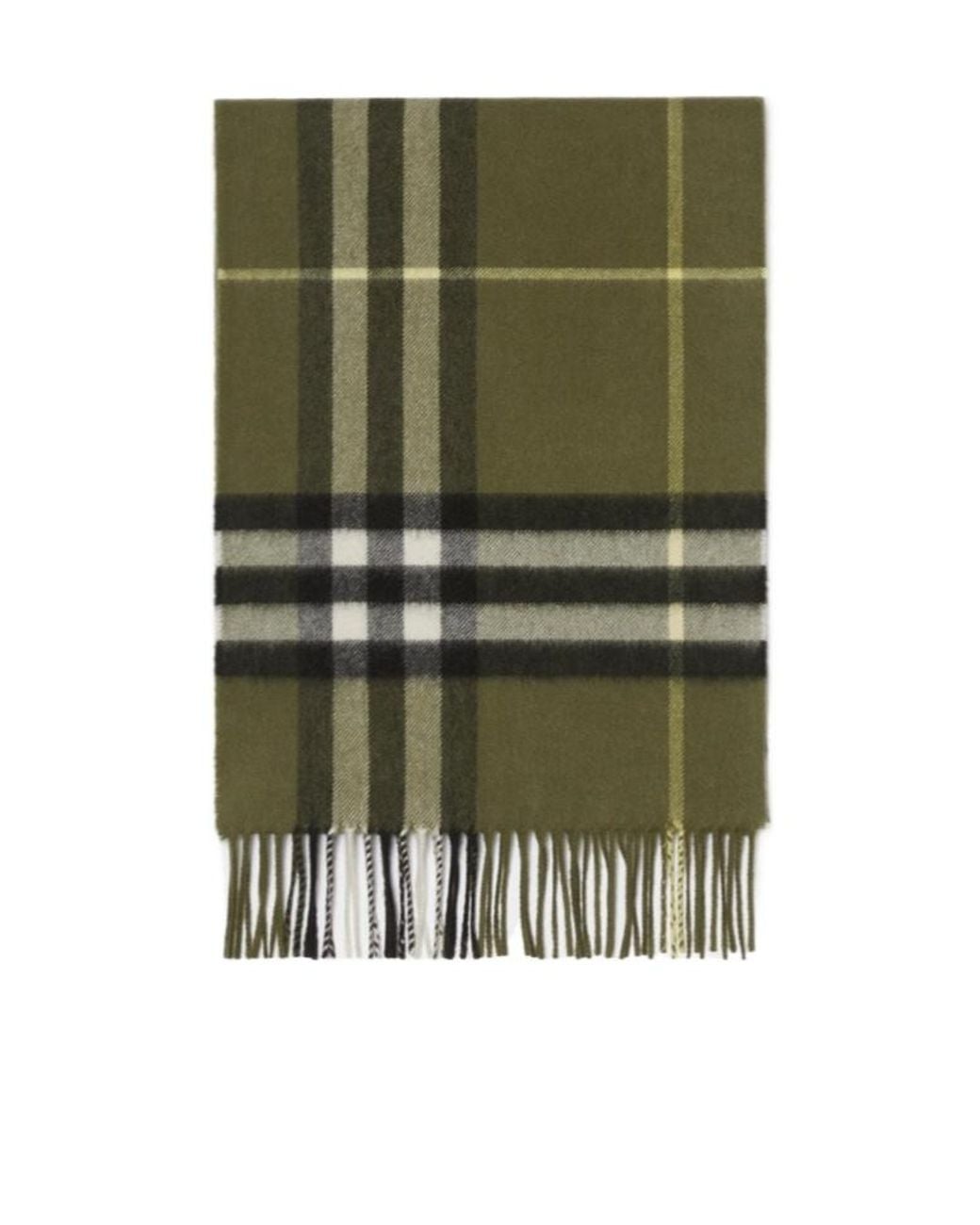 Burberry Green Checked Fringed Edge Scarf