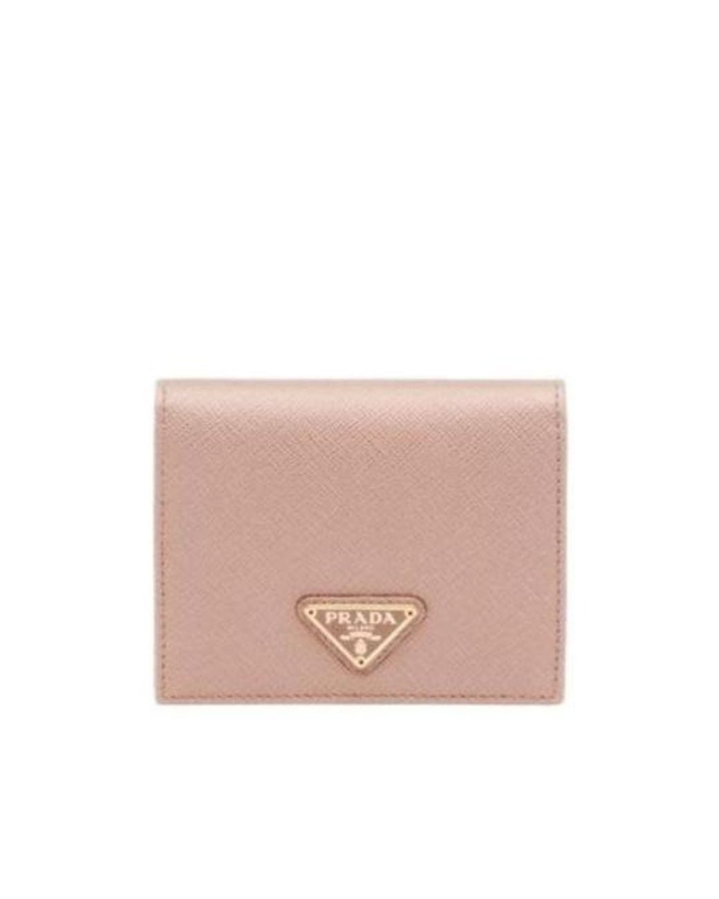 Prada Pink Logo Plaque Small Wallet