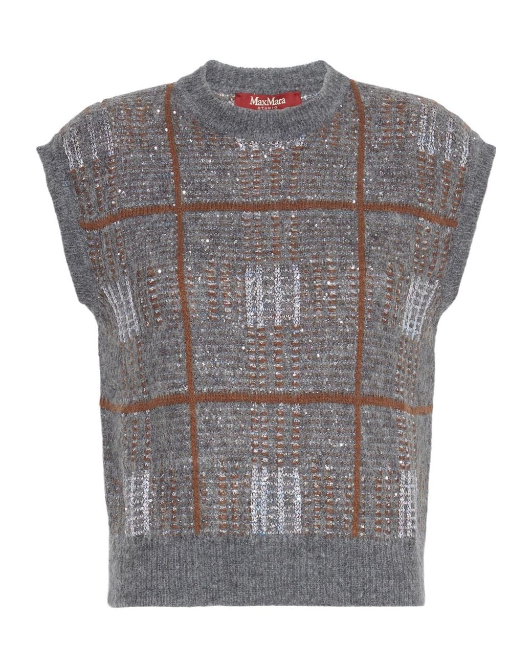 Max Mara Gray Wool, Mohair And Cashmere Gilet