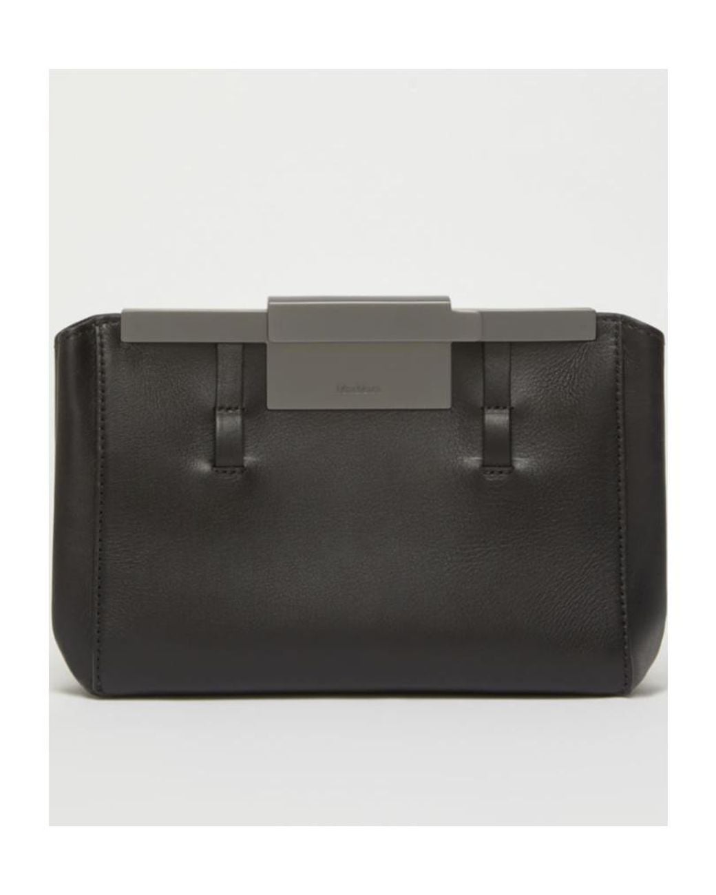 Max Mara Black Logo Engraved Clutch Bag