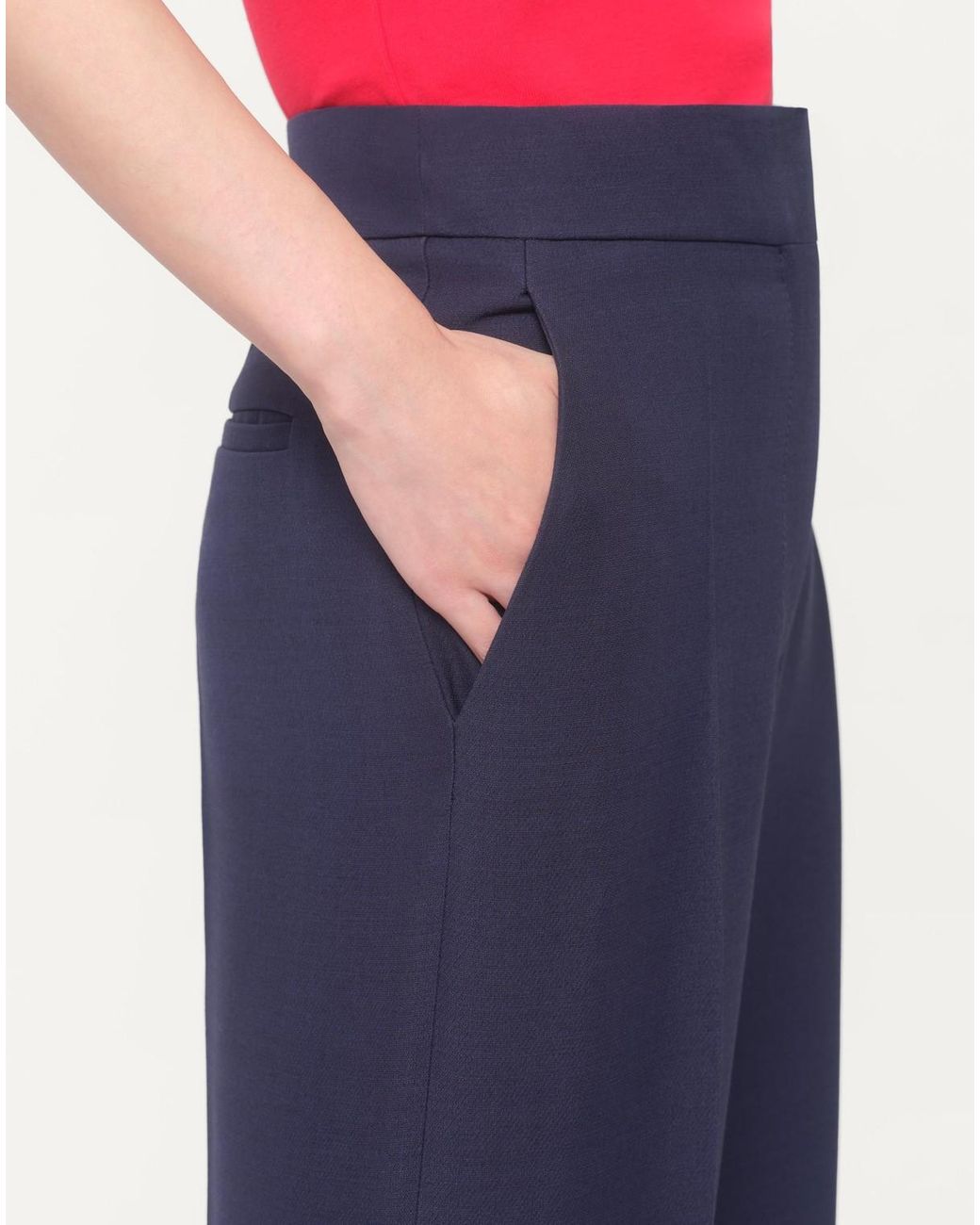 Valentino Blue Pleat Detailed Wide-Leg Pants