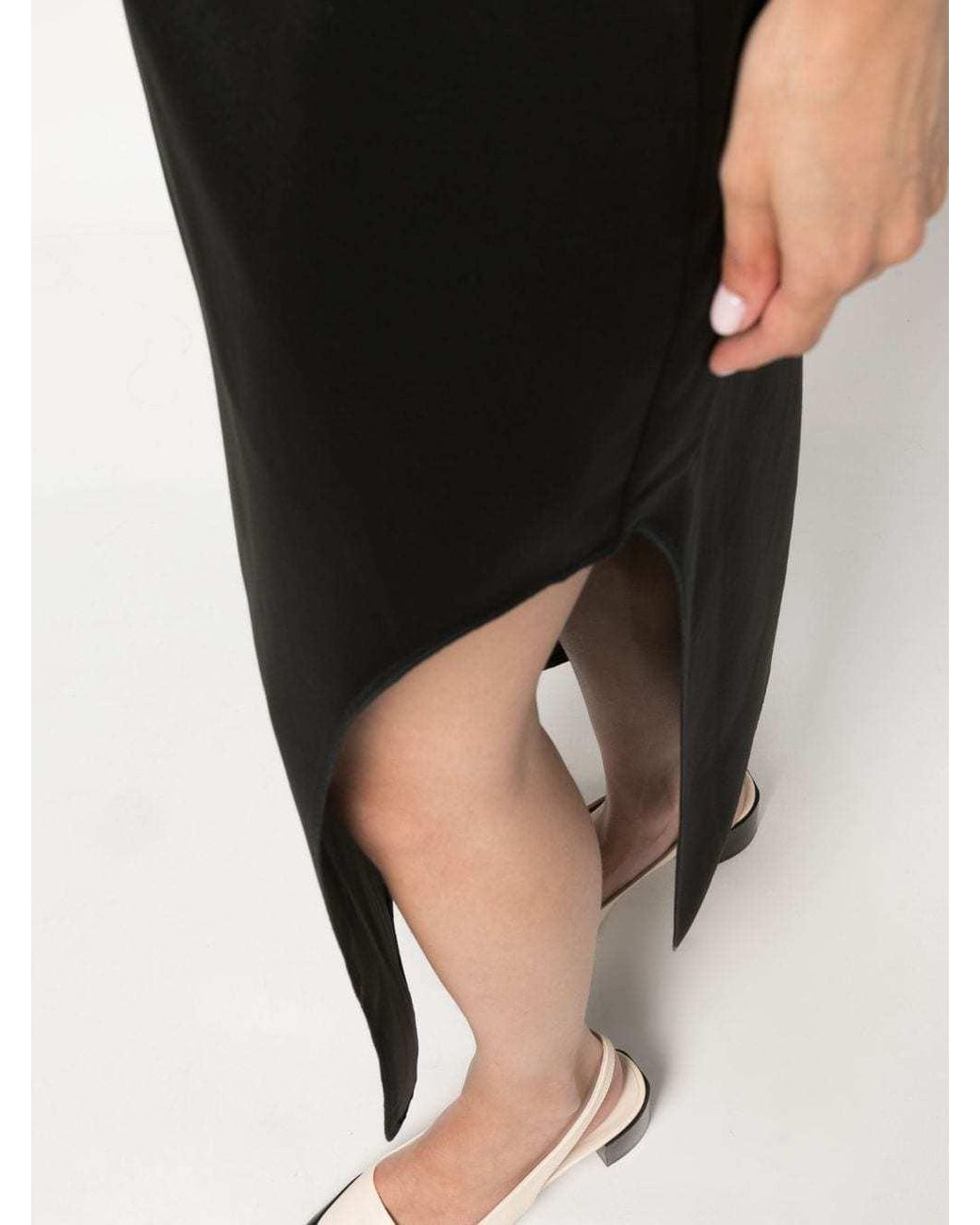 By Malene Birger Black Mid-Rise Slit-Detailed Skirt