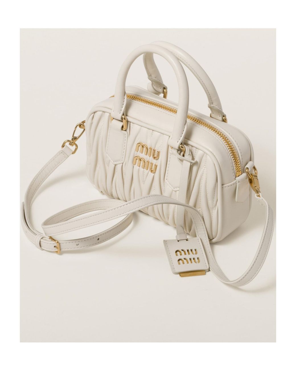 Miu Miu Natural Arcadie Matelassé Nappa Leather Bag