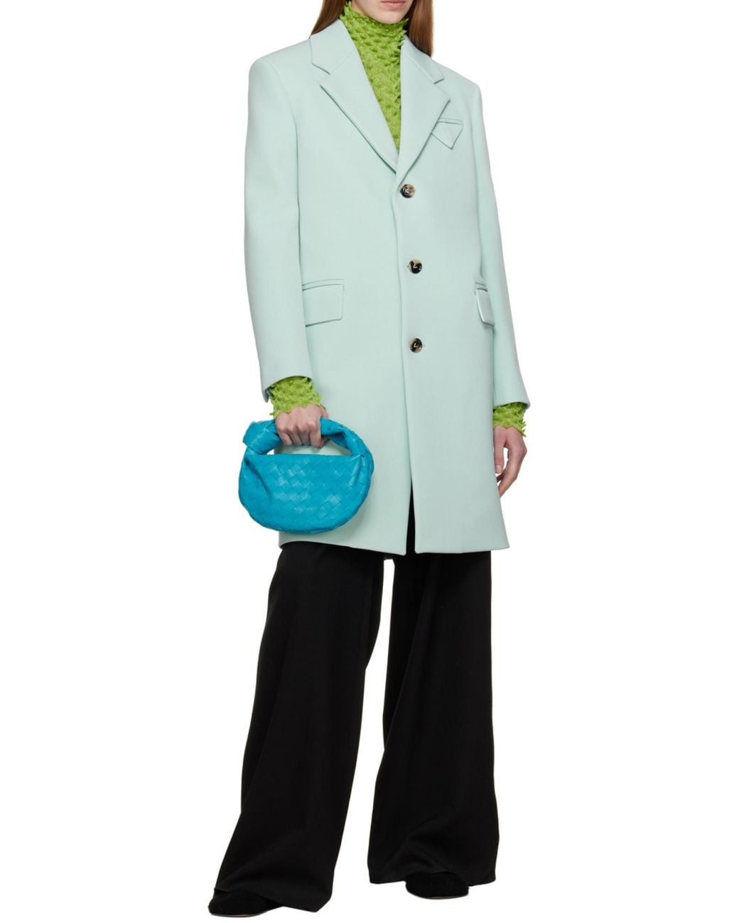 Bottega Veneta Blue Single-Breasted Buttoned Coat