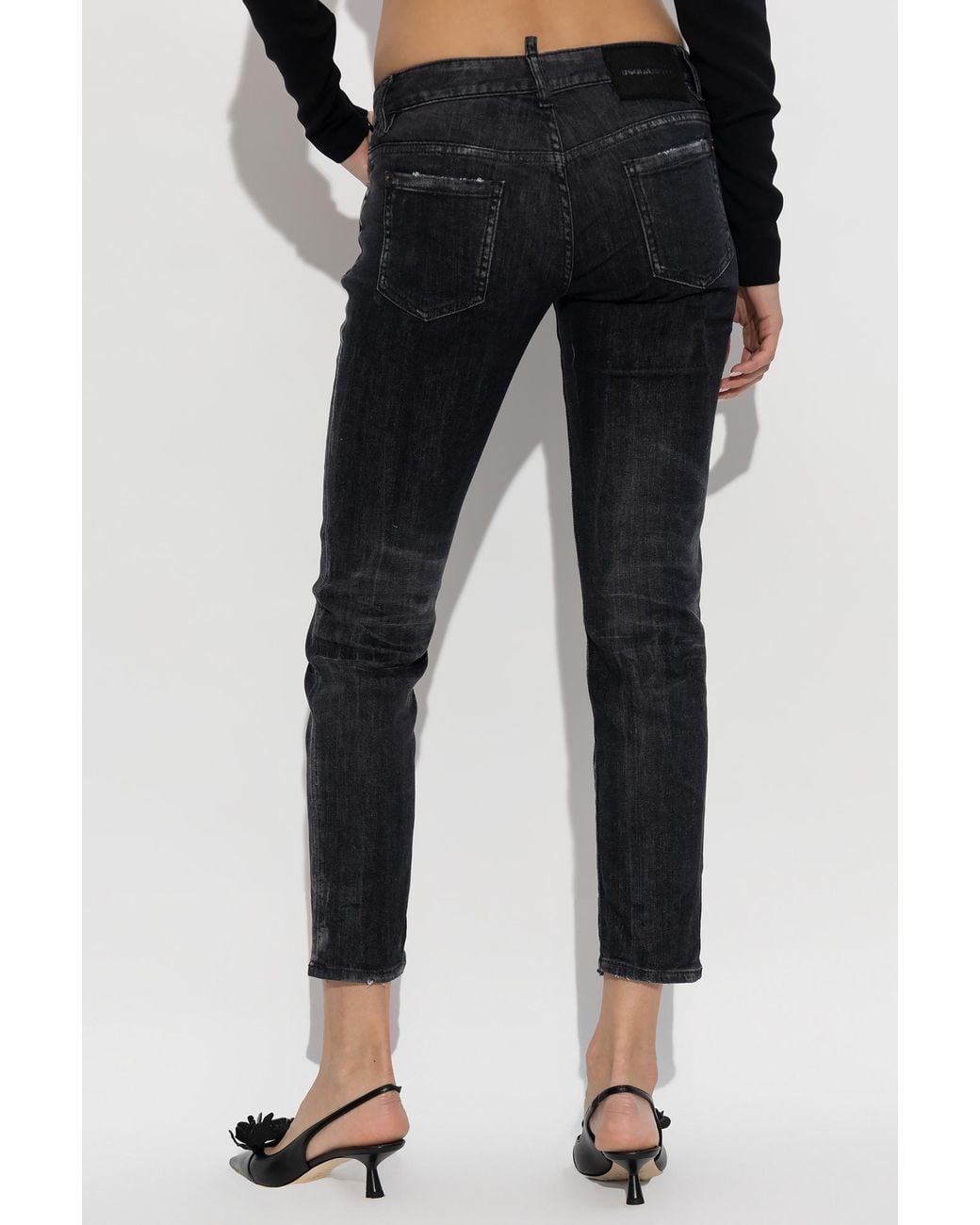 DSquared² Black Distressed Cropped Jeans