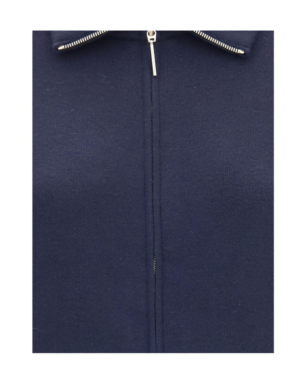 Giorgio Armani Blue Ribbed Sleeve Bomber Jacket