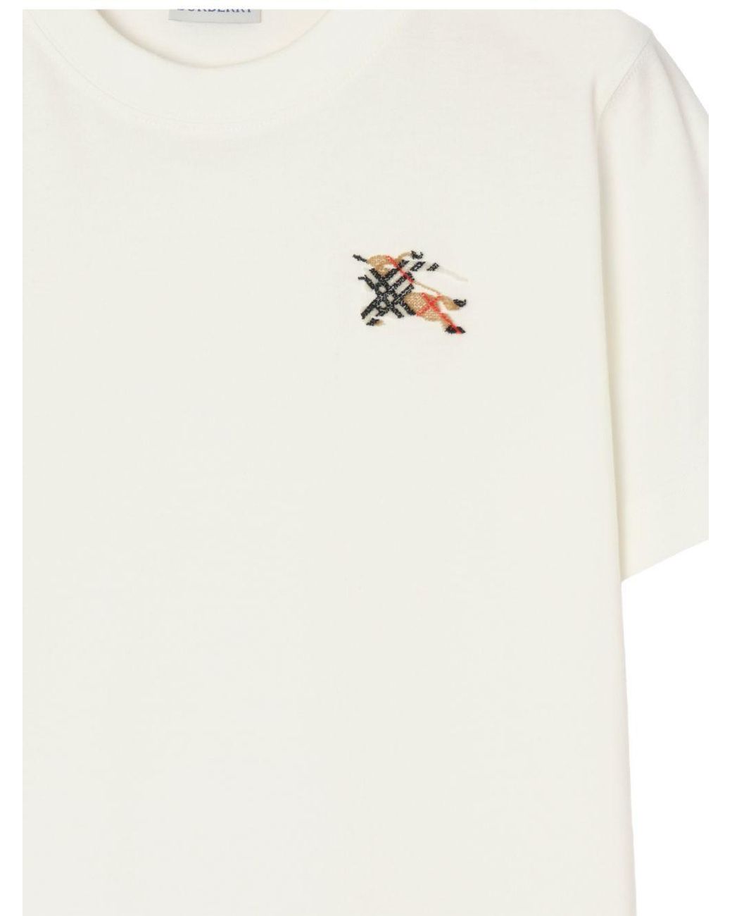 Burberry White Knight Check Crewneck T-Shirt