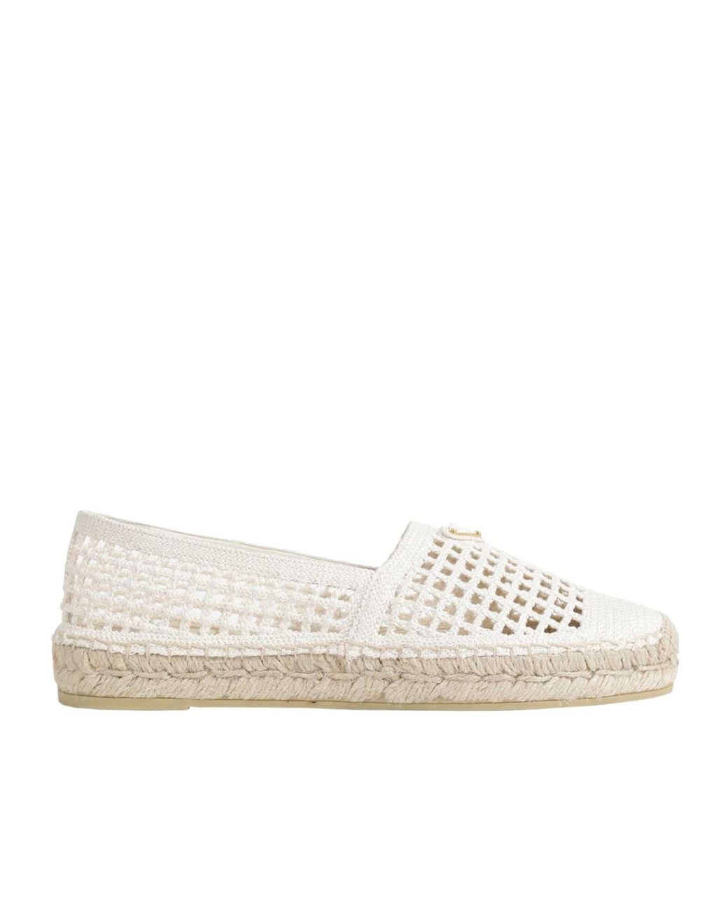 Prada White Crocheted Flat Shoes