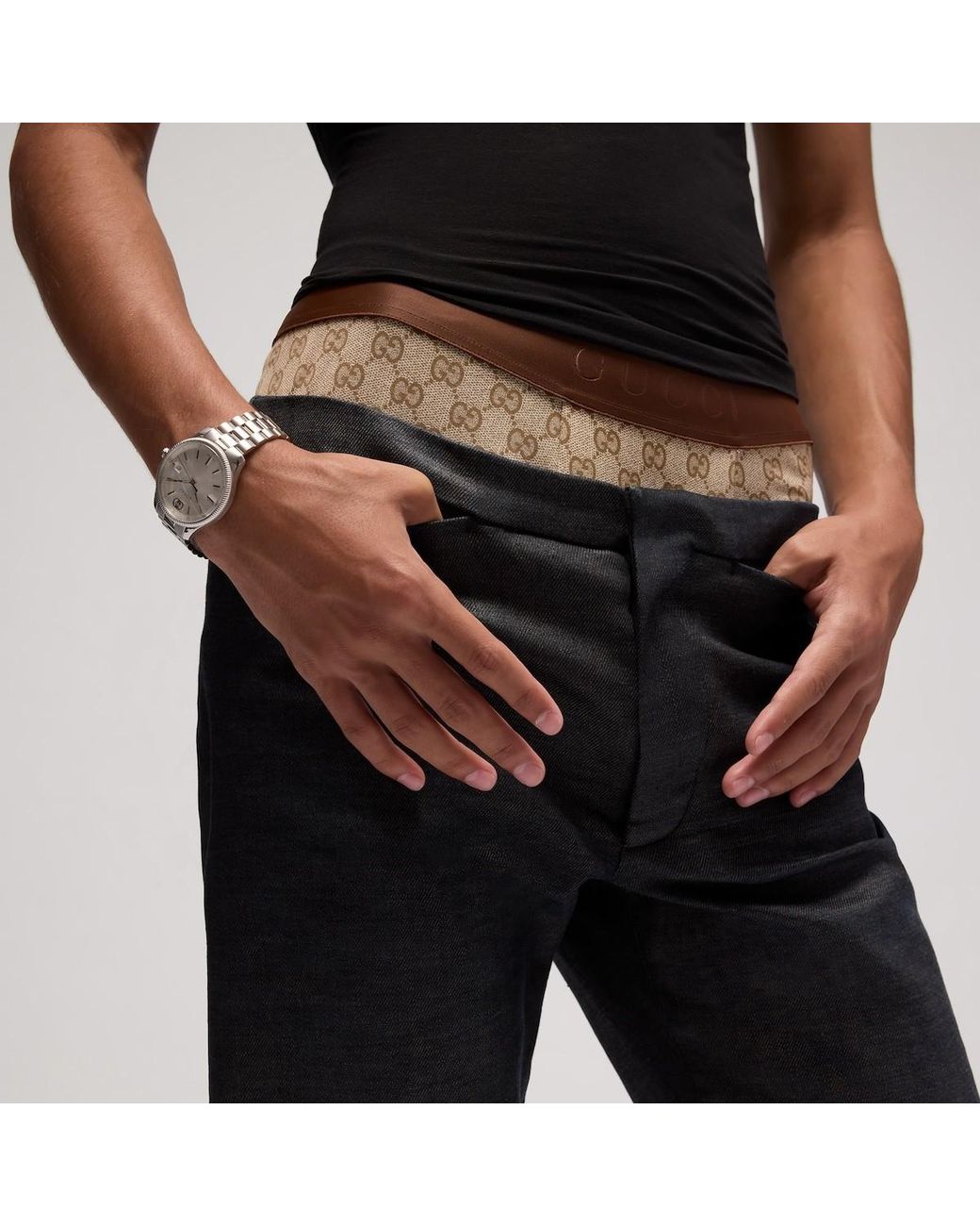 Gucci Brown Printed Jersey Trunks for men
