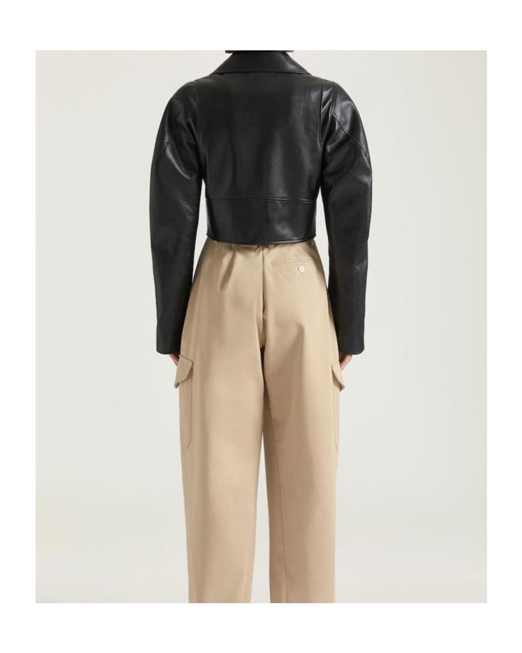 Givenchy Black Leather Cropped Cocoon Jacket