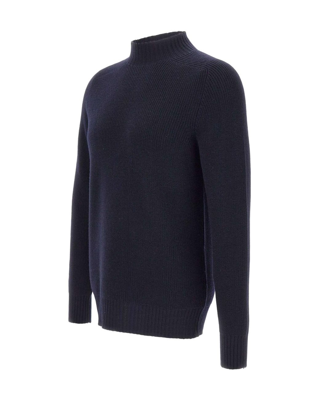 Gran Sasso Blue High Neck Ribbed Jumper for men