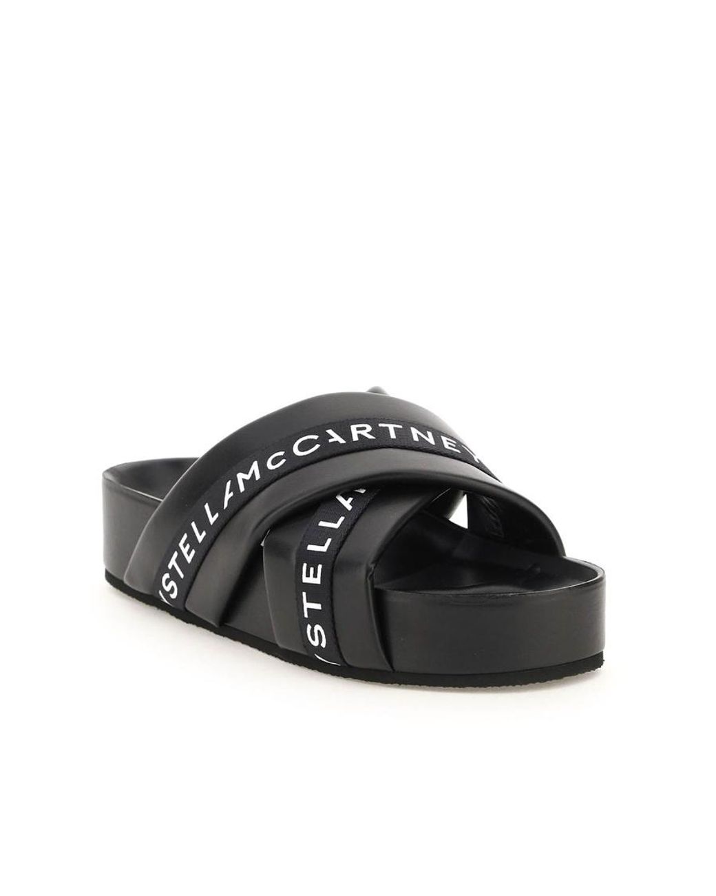 Stella McCartney Black Logo Tape Platform Sandals