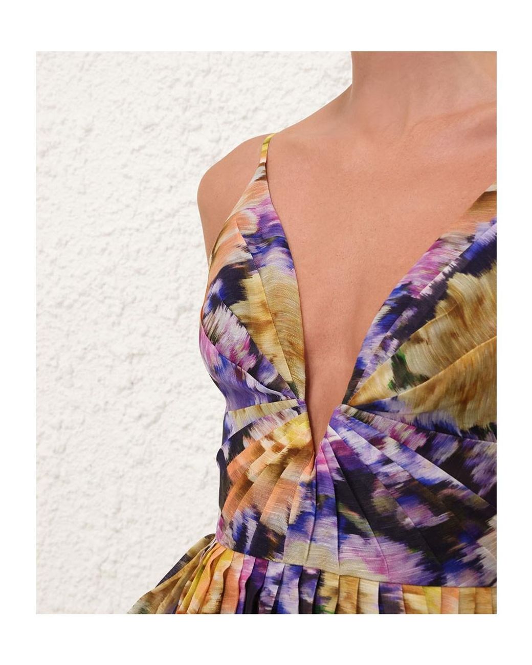 Zimmermann Blue Pleated Floral Mini Dress