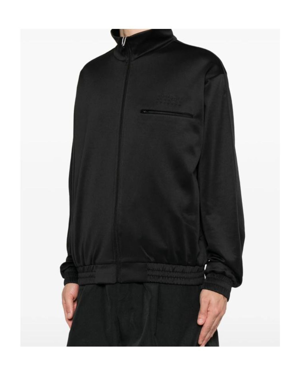 MM6 by Maison Margiela Black Logo Embroidered High-Neck Sweatshirt