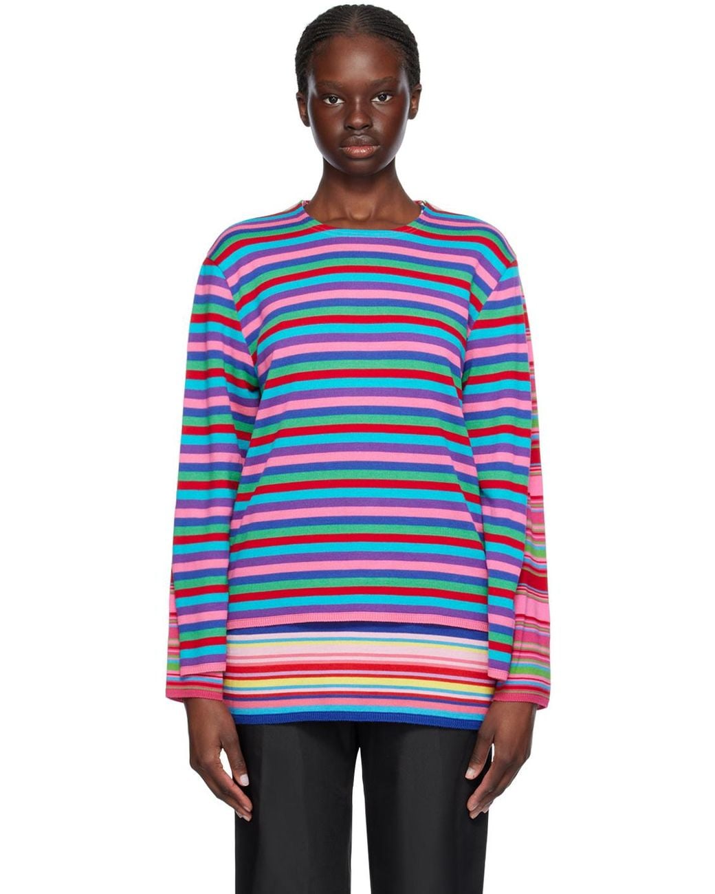 Comme des Garçons Blue Multicolor Layered Sweater