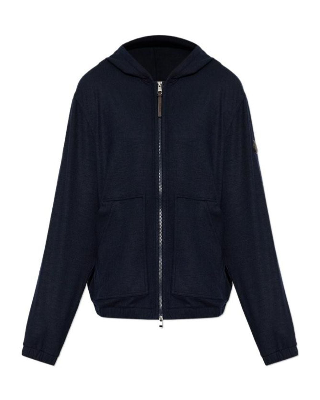 Moncler Blue Logo Patch Zip-Up Hoodie for men