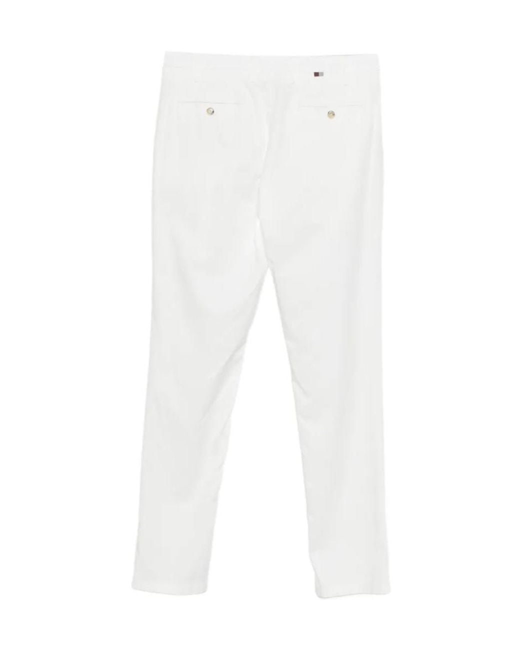 Canali White Button Trousers for men