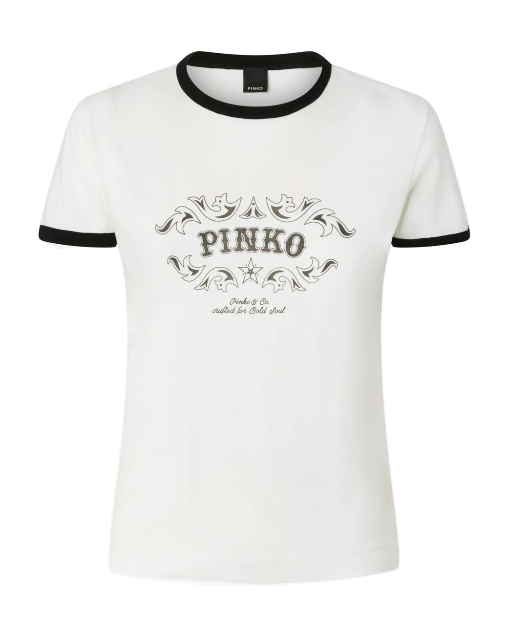 Pinko White Contrast Trim Logo T-Shirt