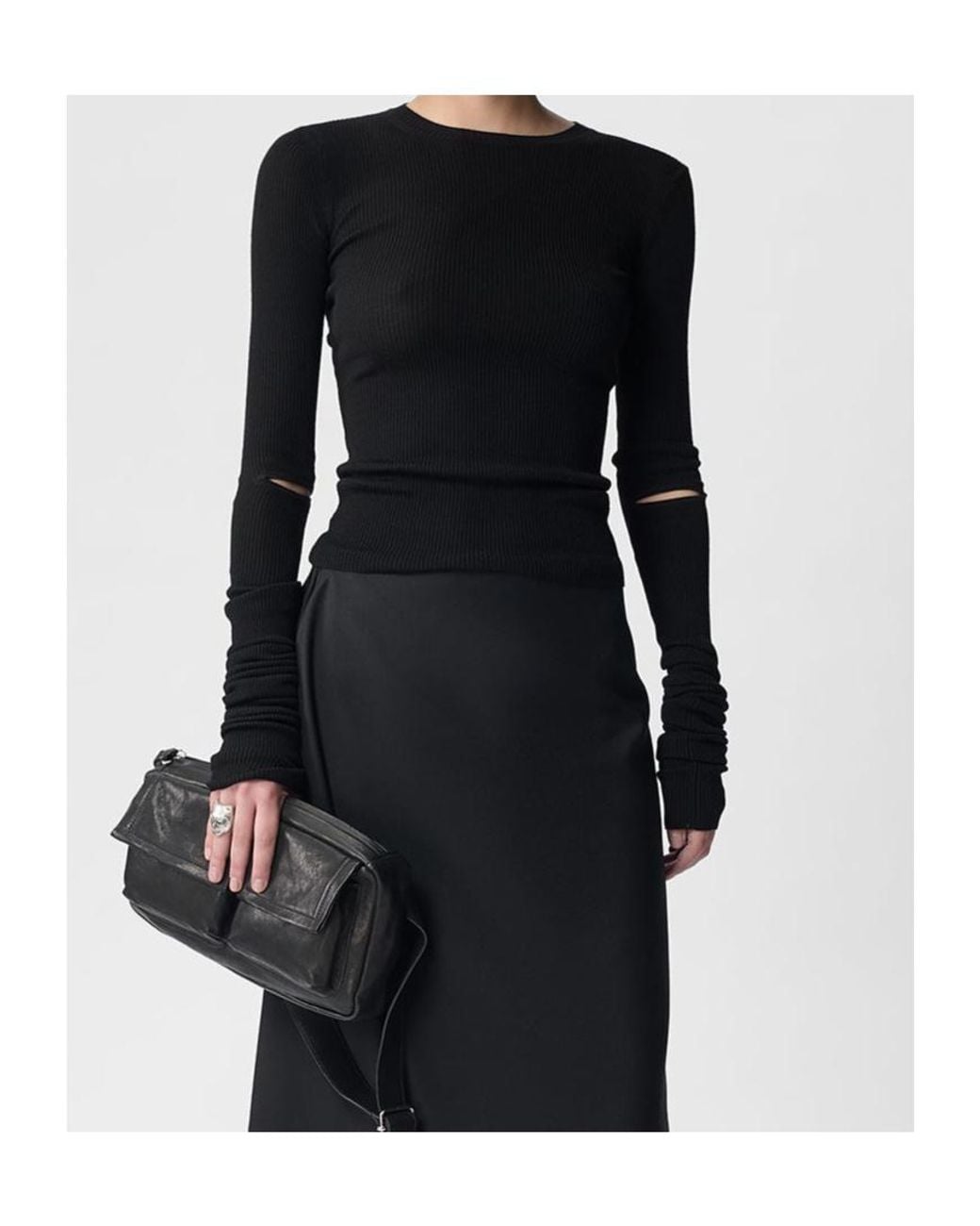 Ann Demeulemeester Black Round Neck Sweater