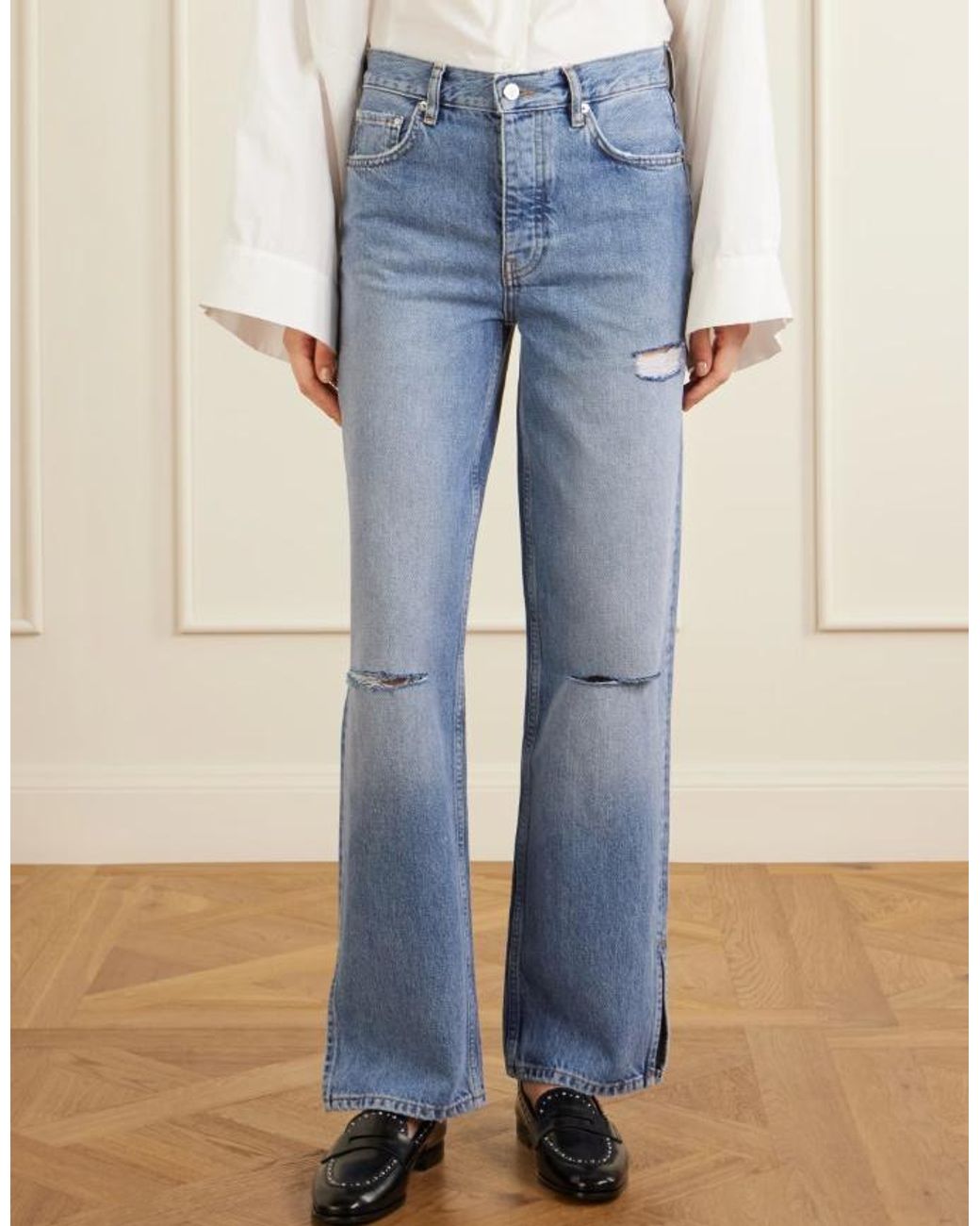 Anine Bing Blue Straight-Leg Jeans