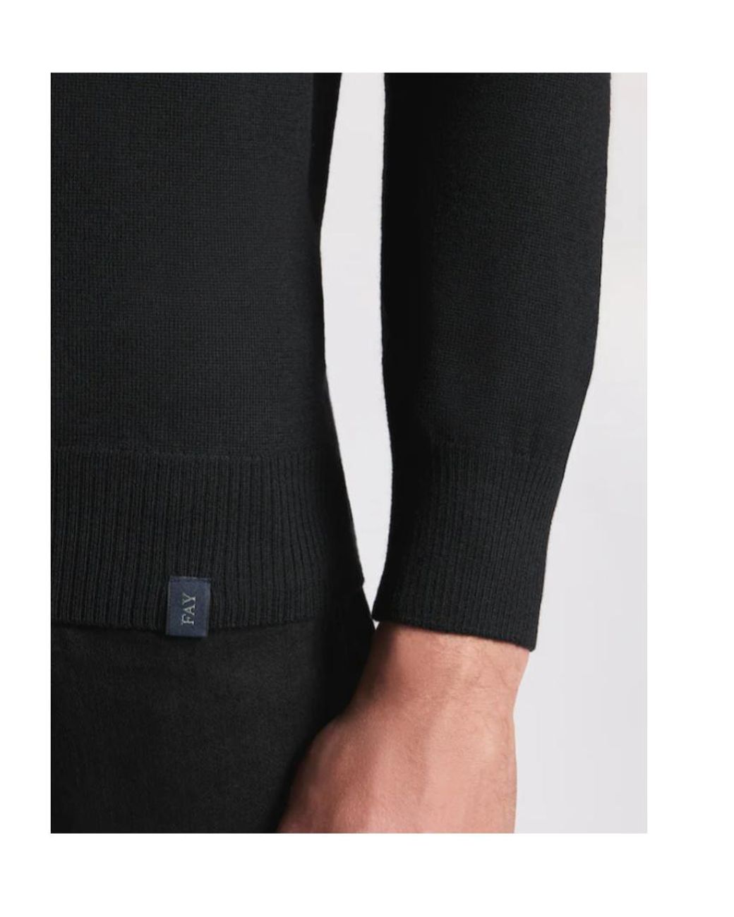 Fay Black Round-Neck Jumper for men