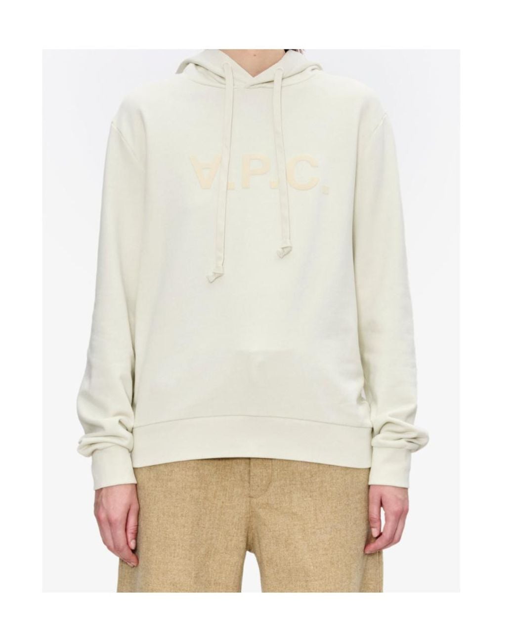 A.P.C. White Drawstring Hooded Sweatshirt for men