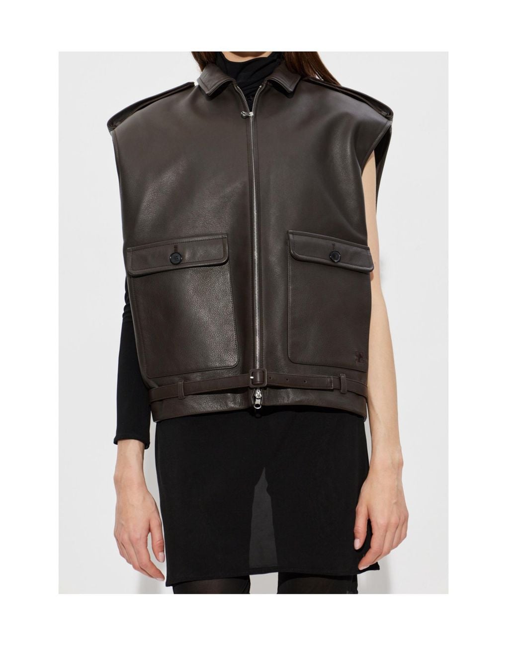 Courreges Black Sleeveless Leather Jacket