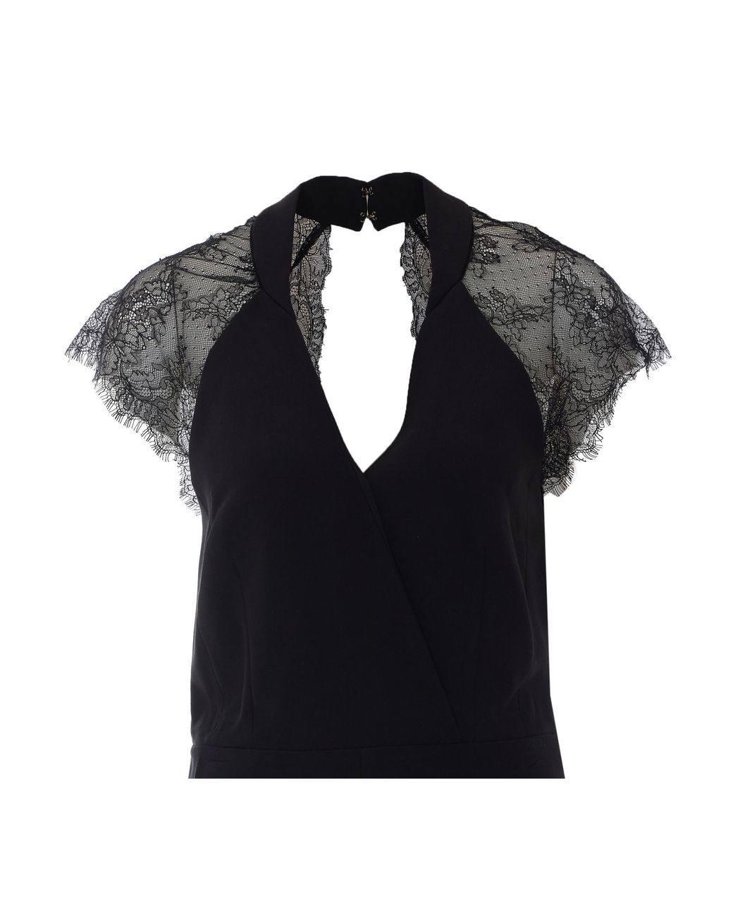 Twinset Blue Lace V-Neck Jumpsuit