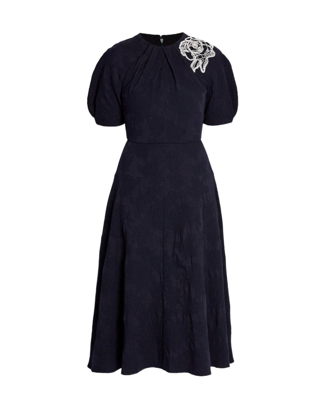 Erdem Blue Floral-Embroidered Dress