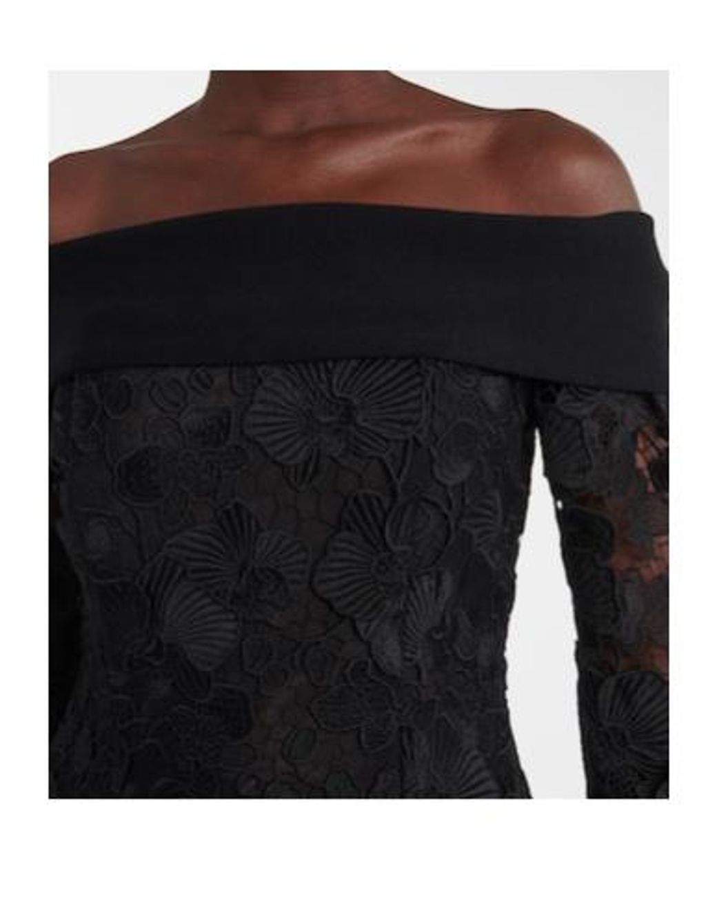 Oscar de la Renta Black Orchid Floral Guipure Midi Dress